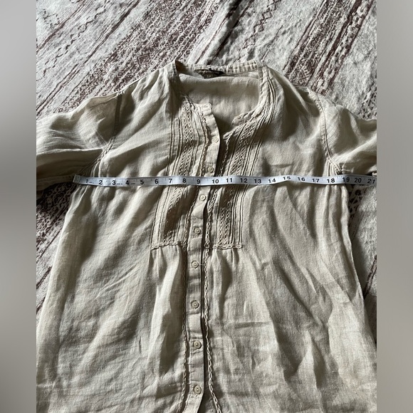 Tommy Bahama 100% linen peasant blouse size S semi sheer boho grandma granola - Picture 7 of 8